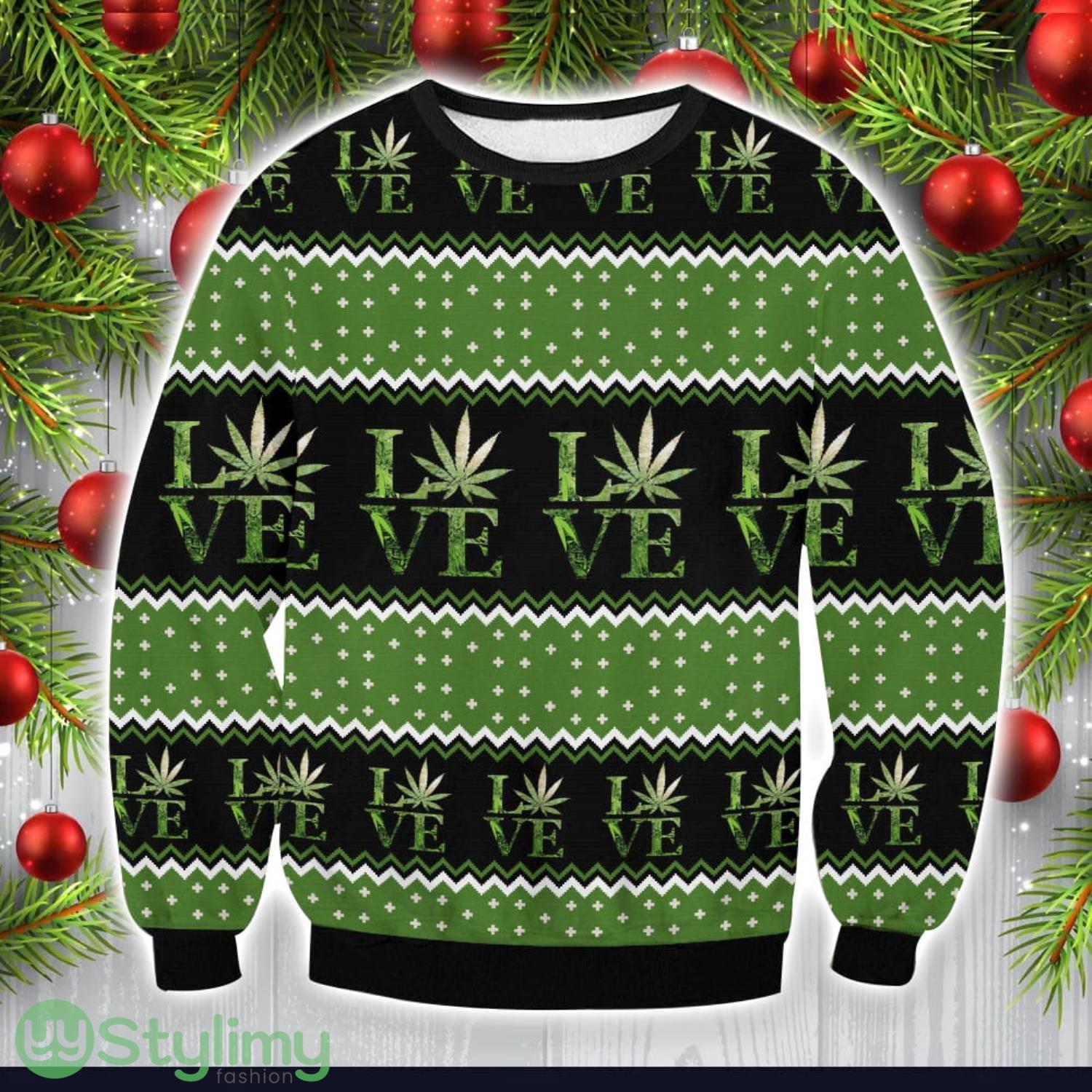 Leaf Pattern Marijuana Ugly Christmas Sweater Special Christmas Gift 3 Leaf Pattern Marijuana Ugly Christmas Sweater Special Christmas Gift Product Photo 1