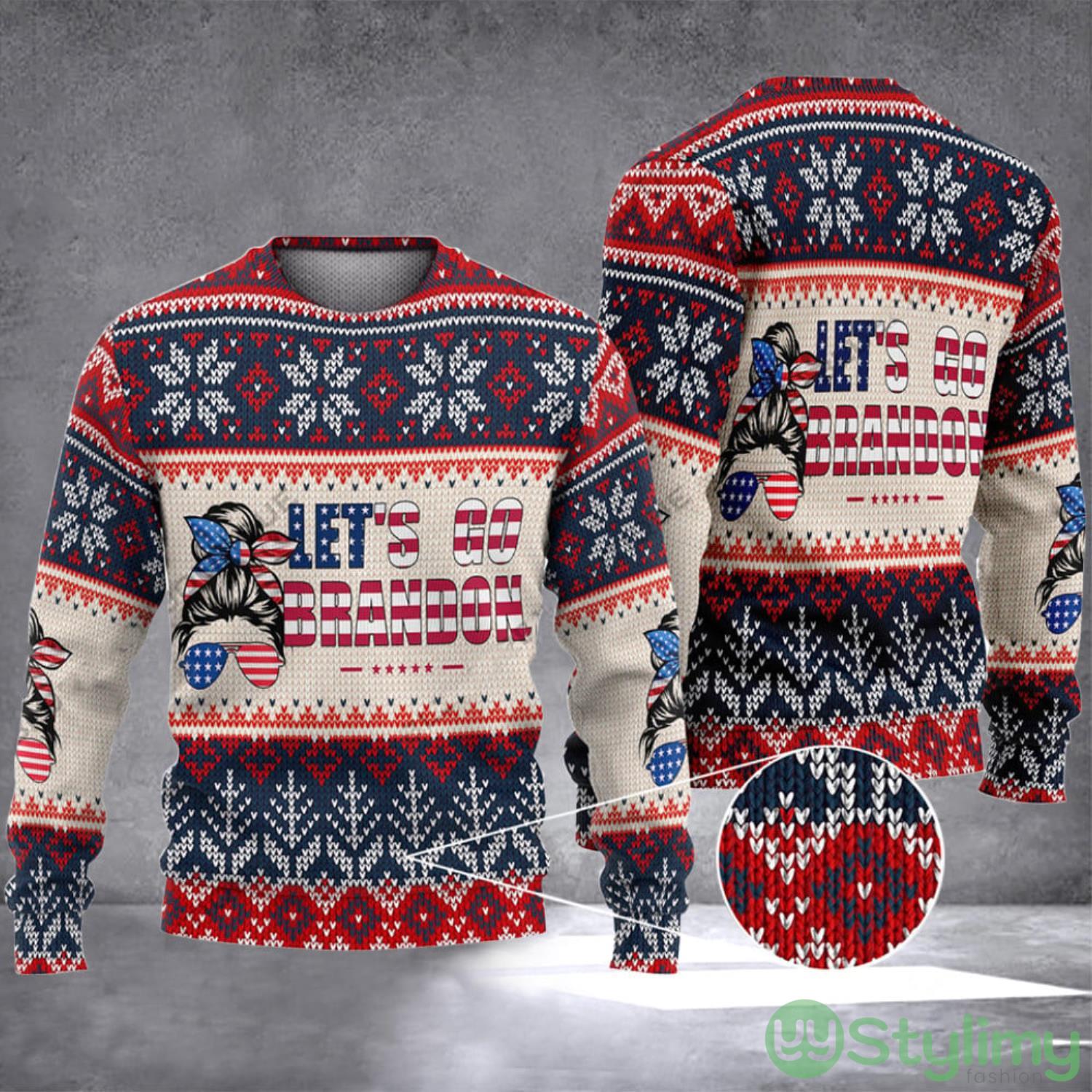 Let’s Go Brandon 3D Ugly Christmas Sweater Messy Bun Girl FJB Christmas Gift 3 Let’s Go Brandon 3D Ugly Christmas Sweater Messy Bun Girl FJB Christmas Gift Product Photo 1