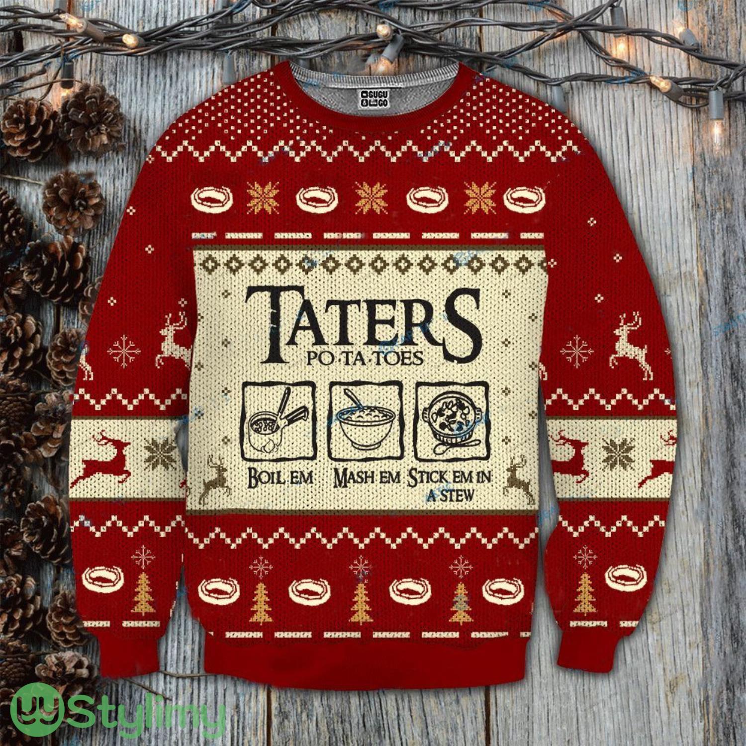 LOTR Lord of the Rings Taters Potatoes Red 3D Ugly Christmas Sweater Christmas Gift 3 LOTR Lord of the Rings Taters Potatoes Red 3D Ugly Christmas Sweater Christmas Gift Product Photo 1