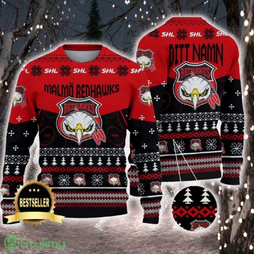 Malmo Redhawks Ugly Christmas Sweater Logo Custom Name Gift Fans