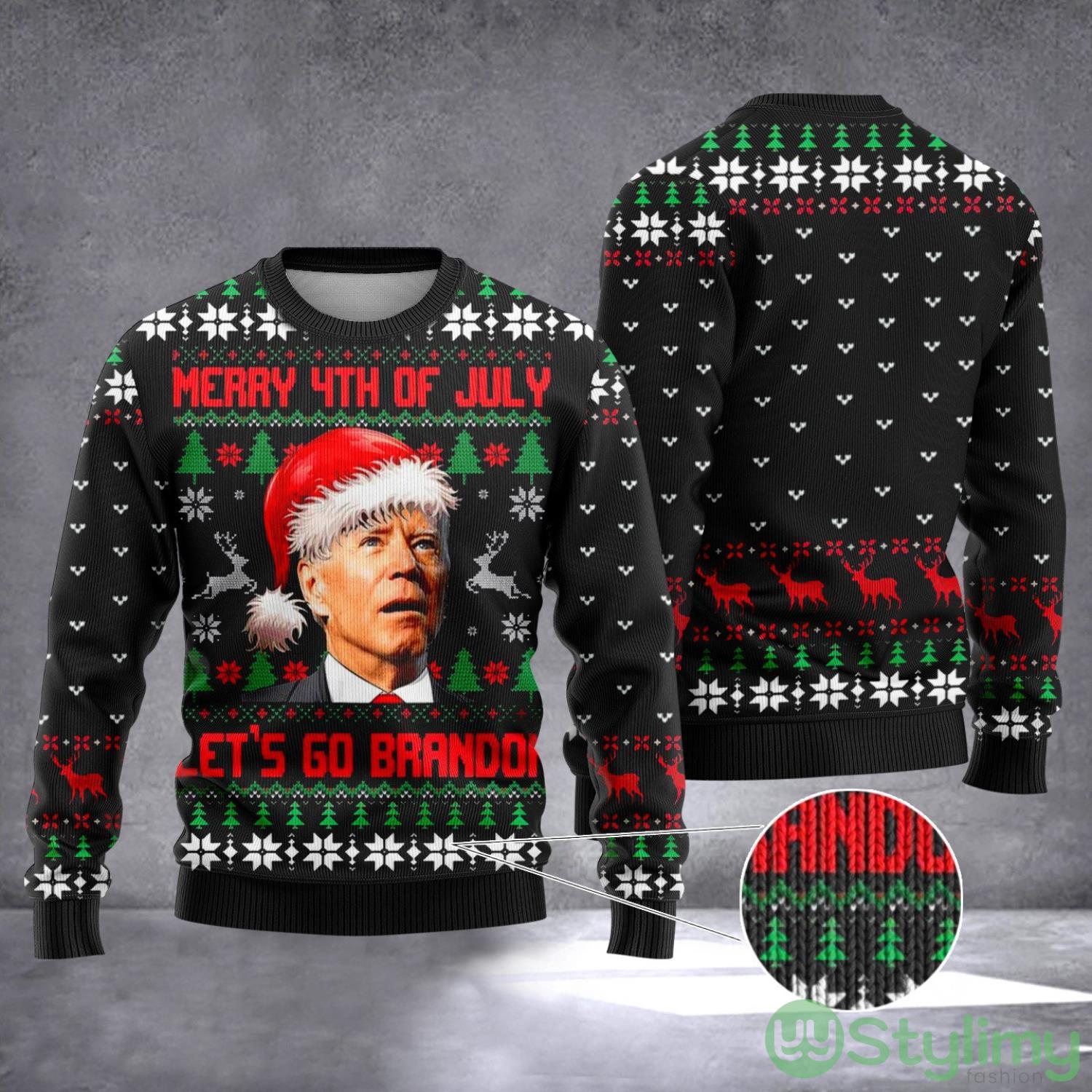 Merry 4th Of July Let's Go Brandon Ugly Xmas Sweater FJB Christmas Sweater 3 merry 4th of july lets go brandon ugly xmas sweater fjb christmas sweater