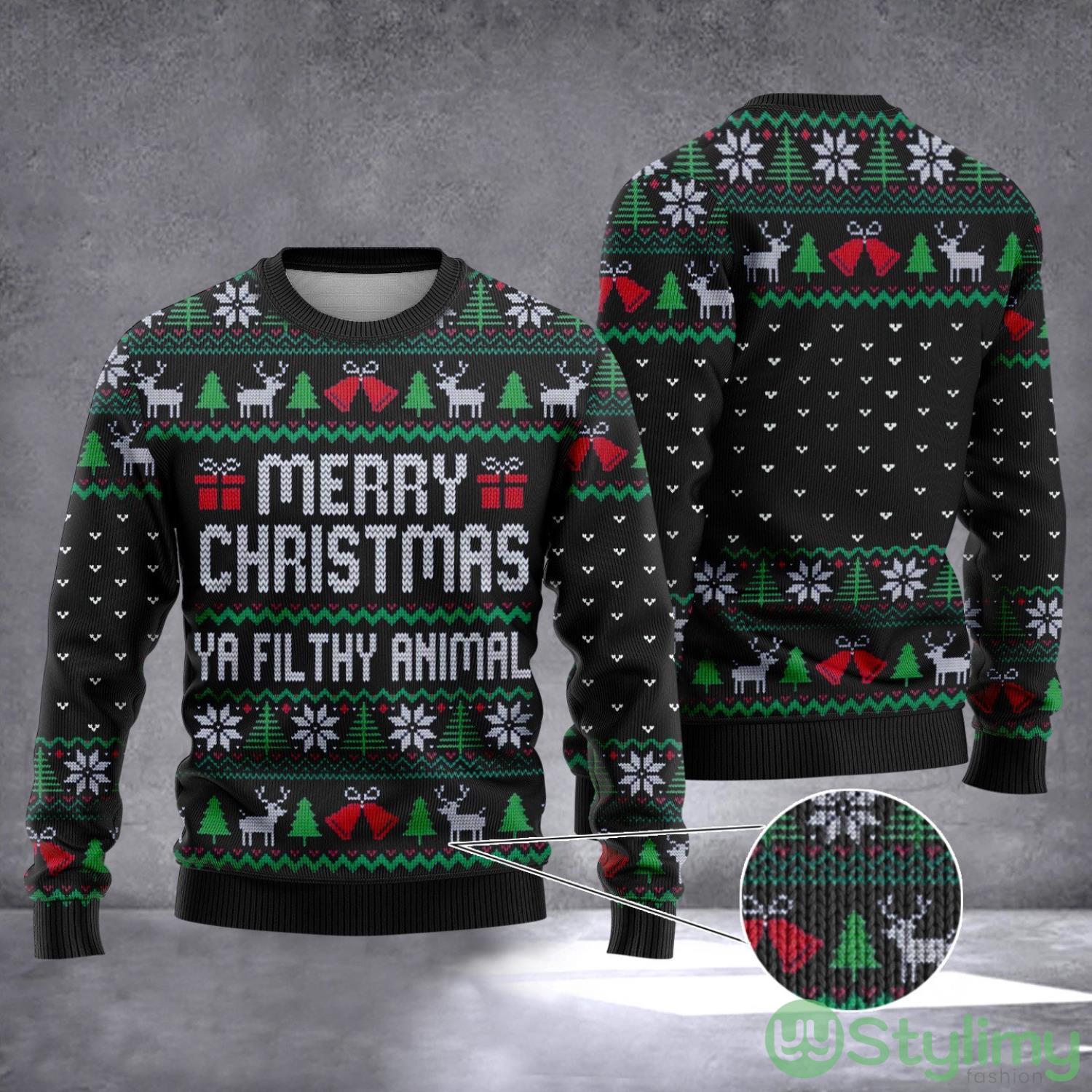 Merry Christmas Ya Filthy Animal Ugly Xmas Sweater Funny Christmas Sweater Gift For Friends 3 Merry Christmas Ya Filthy Animal Ugly Xmas Sweater Funny Christmas Sweater Gift For Friends Product Photo 1