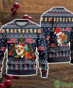 Merry Corgmas Navy Blue Corgi Snow Day Ugly Christmas Sweater Christmas Holiday Gift For Men And Women Product Photo 1