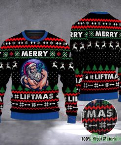 Merry Liftmas Muscles Santa Claus 3D Ugly Christmas Sweater Weightlifting Ugly Sweater Product Photo 1
