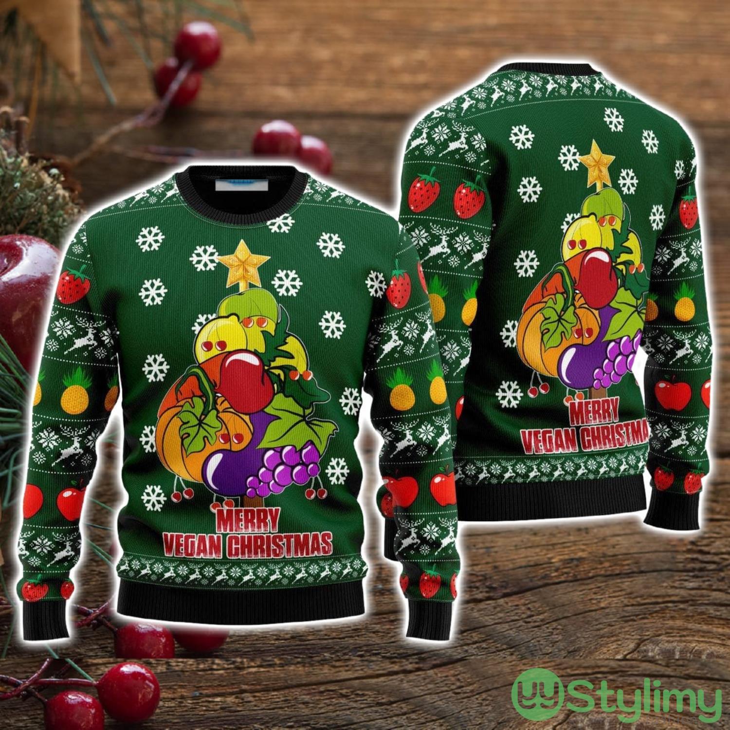 Merry Vegan Ugly Christmas Sweater Christmas Holiday Gift For Men And Women 3 Merry Vegan Ugly Christmas Sweater Christmas Holiday Gift For Men And Women Product Photo 1