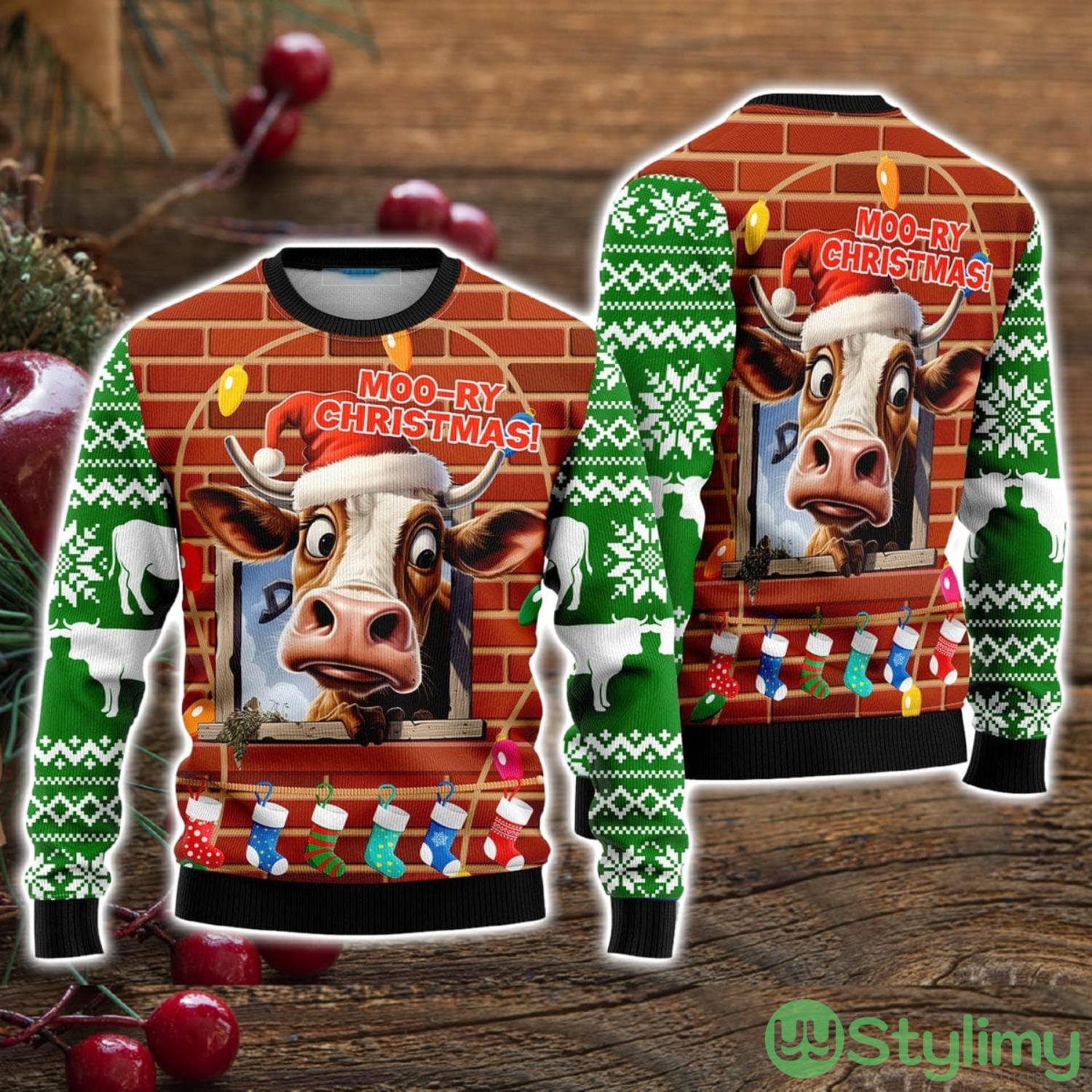 Moory Christmas Funny Cow Ugly Christmas Sweater Christmas Holiday Gift For Men And Women 3 Moory Christmas Funny Cow Ugly Christmas Sweater Christmas Holiday Gift For Men And Women Product Photo 1
