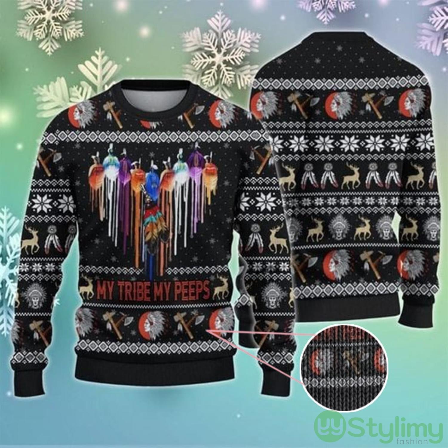 My Tribe My Peeps Native American 3D Ugly Christmas Sweater Native American Christmas Gift 3 My Tribe My Peeps Native American 3D Ugly Christmas Sweater Native American Christmas Gift Product Photo 1