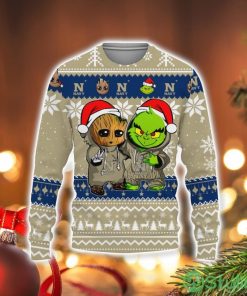 Navy Midshipmen Baby Groot And Grinch Best Friends Football American Ugly Christmas Sweater Product Photo 1