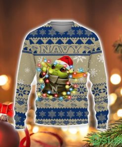 Navy Midshipmen Baby Yoda Star Wars Sports Football American Ugly Christmas Sweater Product Photo 1