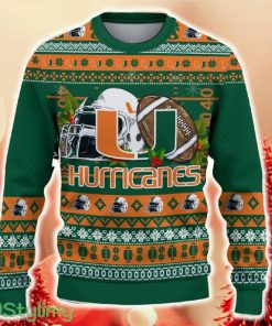NCAA Miami Hurricanes Christmas Ugly Sweater Custom Number And Name Gift For Fans Holidays - NCAA Miami Hurricanes Christmas Ugly Sweater_2