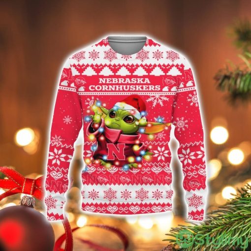 Nebraska Cornhuskers Baby Yoda Star Wars Sports Football American Ugly Christmas Sweater