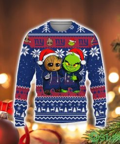 New York Giants Baby Groot And Grinch Best Friends Football American Ugly Christmas Sweater Product Photo 1