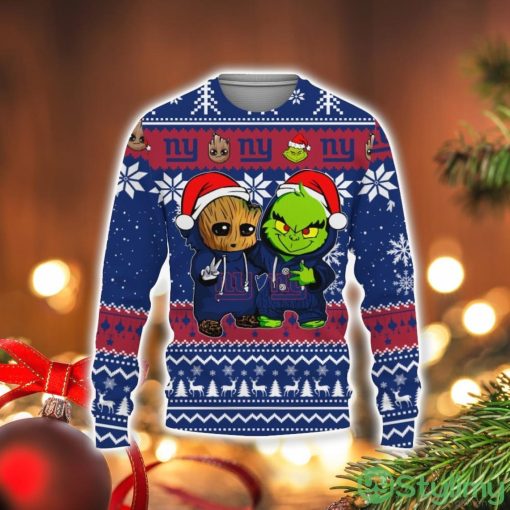 New York Giants Baby Groot And Grinch Best Friends Football American Ugly Christmas Sweater