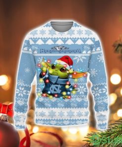 North Carolina Tar Heels Baby Yoda Star Wars Sports Football American Ugly Christmas Sweater Product Photo 1