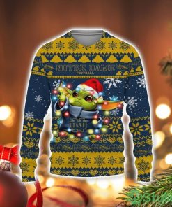 Notre Dame Fighting Irish Baby Yoda Star Wars Sports Football American Ugly Christmas Sweater Product Photo 1