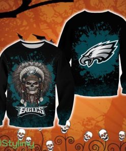 Philadelphia Eagles Skull Casual Halloween Ugly Sweater For Men And Women Gift Christmas - Philadelphia Eagles Skull Casual Halloween Ugly Sweater For Men And Women Gift Christmas