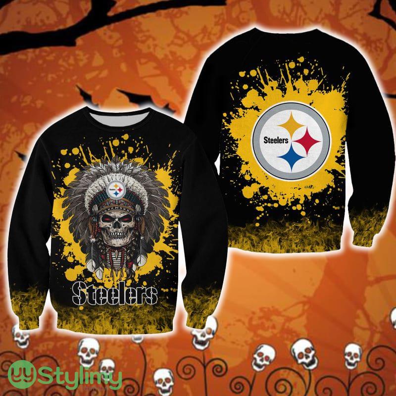 Pittsburgh Steelers Skull Holly Halloween Ugly Sweater For Men And Women Gift Christmas 3 Pittsburgh Steelers Skull Holly Halloween Ugly Sweater For Men And Women Gift Christmas - Pittsburgh Steelers Skull Holly Halloween Ugly Sweater For Men And Women Gift Christmas