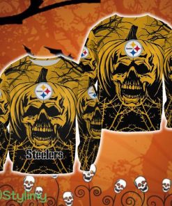 Pittsburgh Steelers Skull Pumpkin Halloween Wreath Halloween Ugly Sweater For Men And Women Gift Christmas - Pittsburgh Steelers Skull Pumpkin Halloween Wreath Halloween Ugly Sweater For Men And Women Gift Christmas