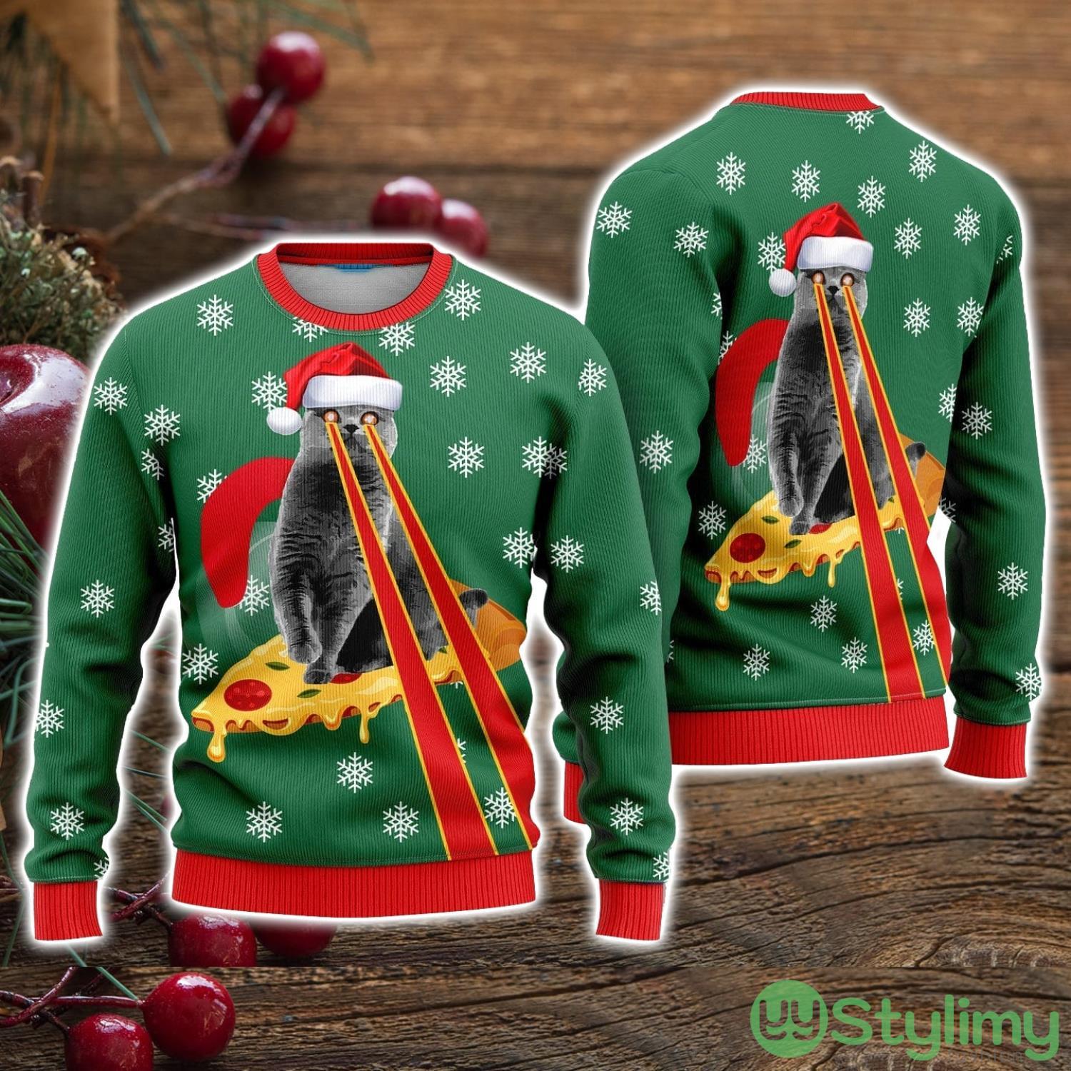 Pizza Cat With Laser Eyes Christmas Special Holiday Ugly Christmas Sweater Christmas 3 Pizza Cat With Laser Eyes Christmas Special Holiday Ugly Christmas Sweater Christmas Product Photo 1