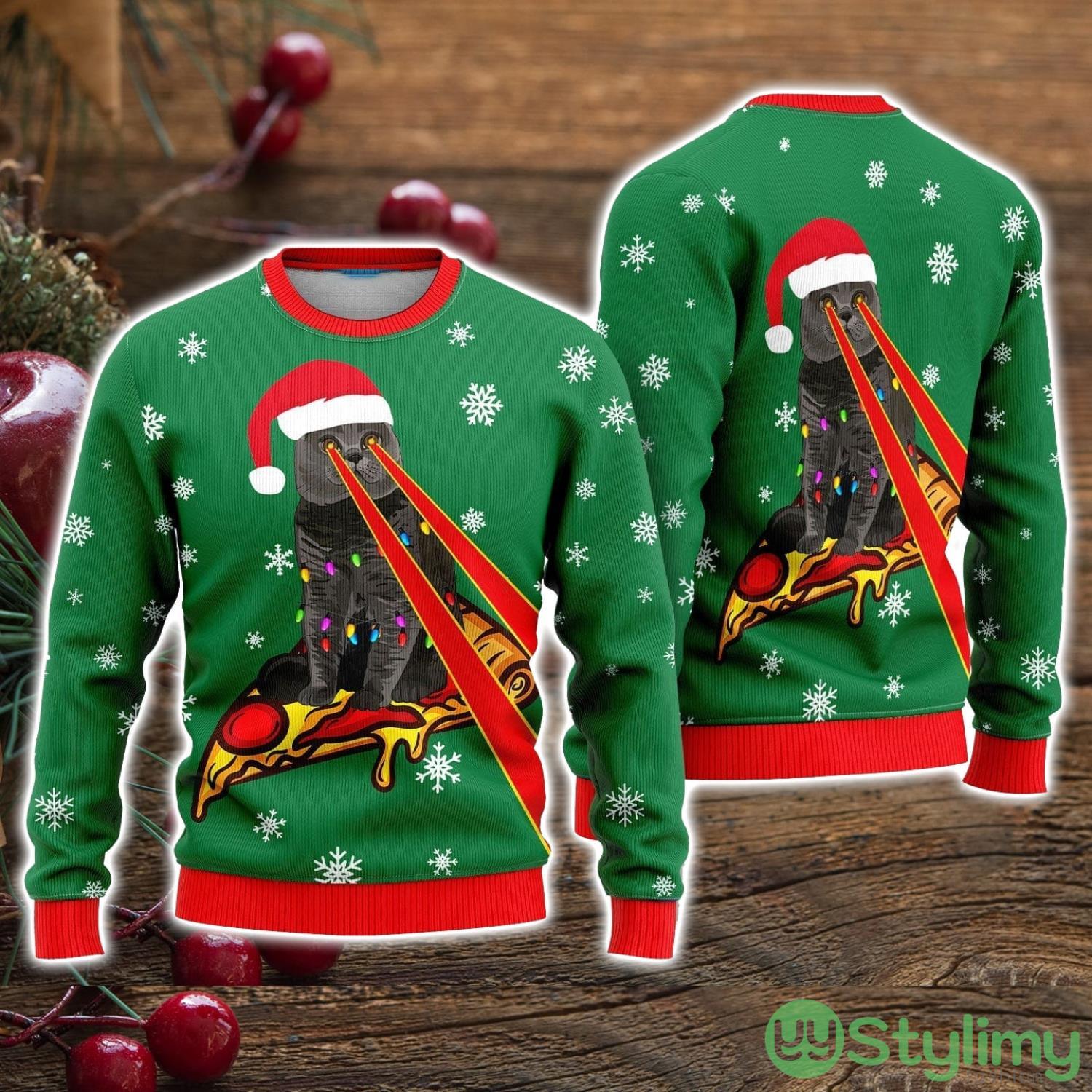 Pizza Cat With Laser Eyes Ugly Christmas Sweater Christmas Holiday Gift For Men And Women 3 Pizza Cat With Laser Eyes Ugly Christmas Sweater Christmas Holiday Gift For Men And Women Product Photo 1