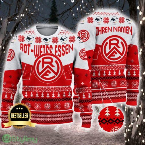 Rot-Weiss Essen Ugly Christmas Sweater Logo Custom Name Gift Fans