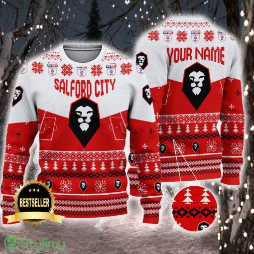 Salford City Ugly Christmas Sweater Logo Custom Name Gift Fans