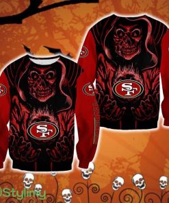 San Francisco 49ers Death Halloween Skull Joyful Halloween Ugly Sweater For Men And Women Gift Christmas - San Francisco 49ers Death Halloween Skull Joyful Halloween Ugly Sweater For Men And Women Gift Christmas