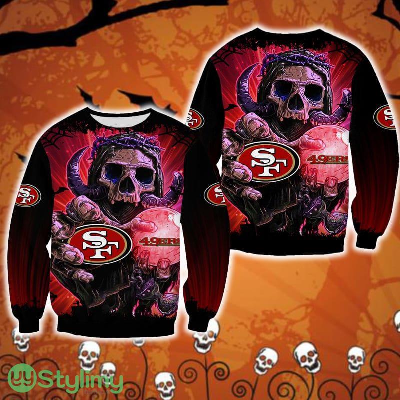 San Francisco 49ers Skull Halloween Neckline Halloween Ugly Sweater For Men And Women Gift Christmas 3 San Francisco 49ers Skull Halloween Neckline Halloween Ugly Sweater For Men And Women Gift Christmas - San Francisco 49ers Skull Halloween Neckline Halloween Ugly Sweater For Men And Women Gift Christmas