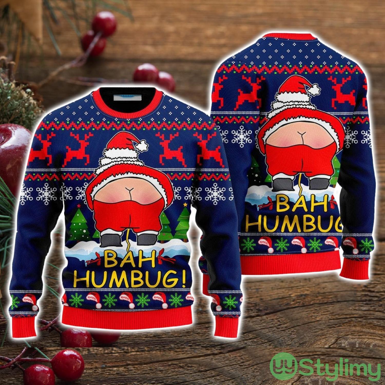 Santa Funny Bah Humbug Ugly Christmas Sweater Christmas Holiday Gift For Men And Women 3 Santa Funny Bah Humbug Ugly Christmas Sweater Christmas Holiday Gift For Men And Women Product Photo 1