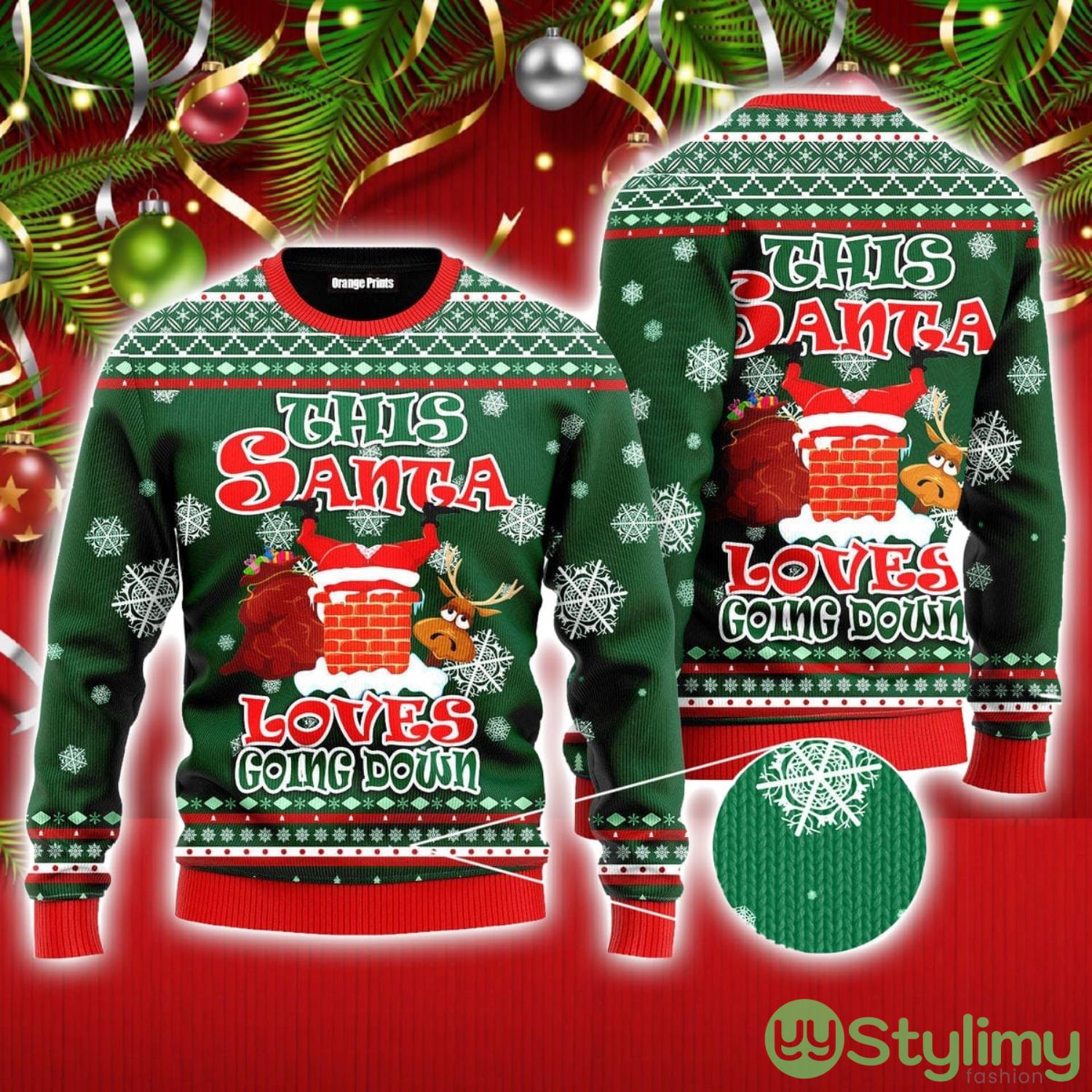 Santa Loves Going Down Funny Ugly Christmas Sweater Christmas Holiday Gift For Men And Women 3 Santa Loves Going Down Funny Ugly Christmas Sweater Christmas Holiday Gift For Men And Women Product Photo 1