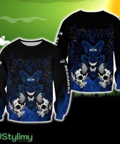 Seattle Seahawks Clown Halloween Crochet Ugly Sweater For Men And Women Gift Christmas - Seattle Seahawks Clown Halloween Crochet Ugly Sweater For Men And Women Gift Christmas