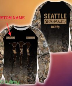 Seattle seahawks Custom Name NFL Hunting Camo 3D Sweater Veteran Gift Holidays Ugly For Christmas - Seattle seahawks Custom Name NFL Hunting Camo 3D Sweater Veteran Gift For Men And Women Christmas