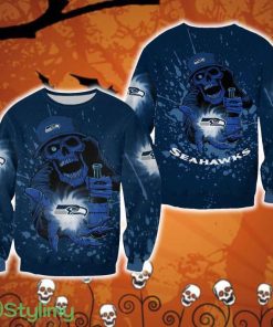 Seattle Seahawks Halloween Skull Edition Unisex Stylish Halloween Ugly Sweater For Men And Women Gift Christmas - Seattle Seahawks Halloween Skull Edition Unisex Stylish Halloween Ugly Sweater For Men And Women Gift Christmas