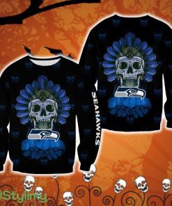 Seattle Seahawks Halloween Skull Outwear Halloween Ugly Sweater For Men And Women Gift Christmas - Seattle Seahawks Halloween Skull Outwear Halloween Ugly Sweater For Men And Women Gift Christmas