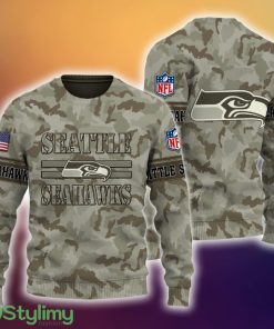 Seattle seahawks NFL Camo 3D Sweater Veteran Gift Holidays Ugly For Christmas - Seattle seahawks NFL Camo 3D Sweater Veteran Gift For Men And Women Christmas