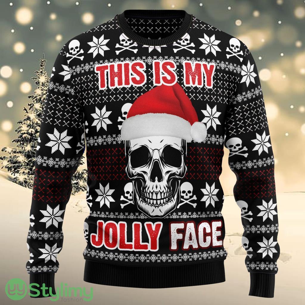 Skull Jolly Face Gift For Christmas Unisex Ugly Christmas Sweater 3 Skull Jolly Face Gift For Christmas Unisex Ugly Christmas Sweater Product Photo 1