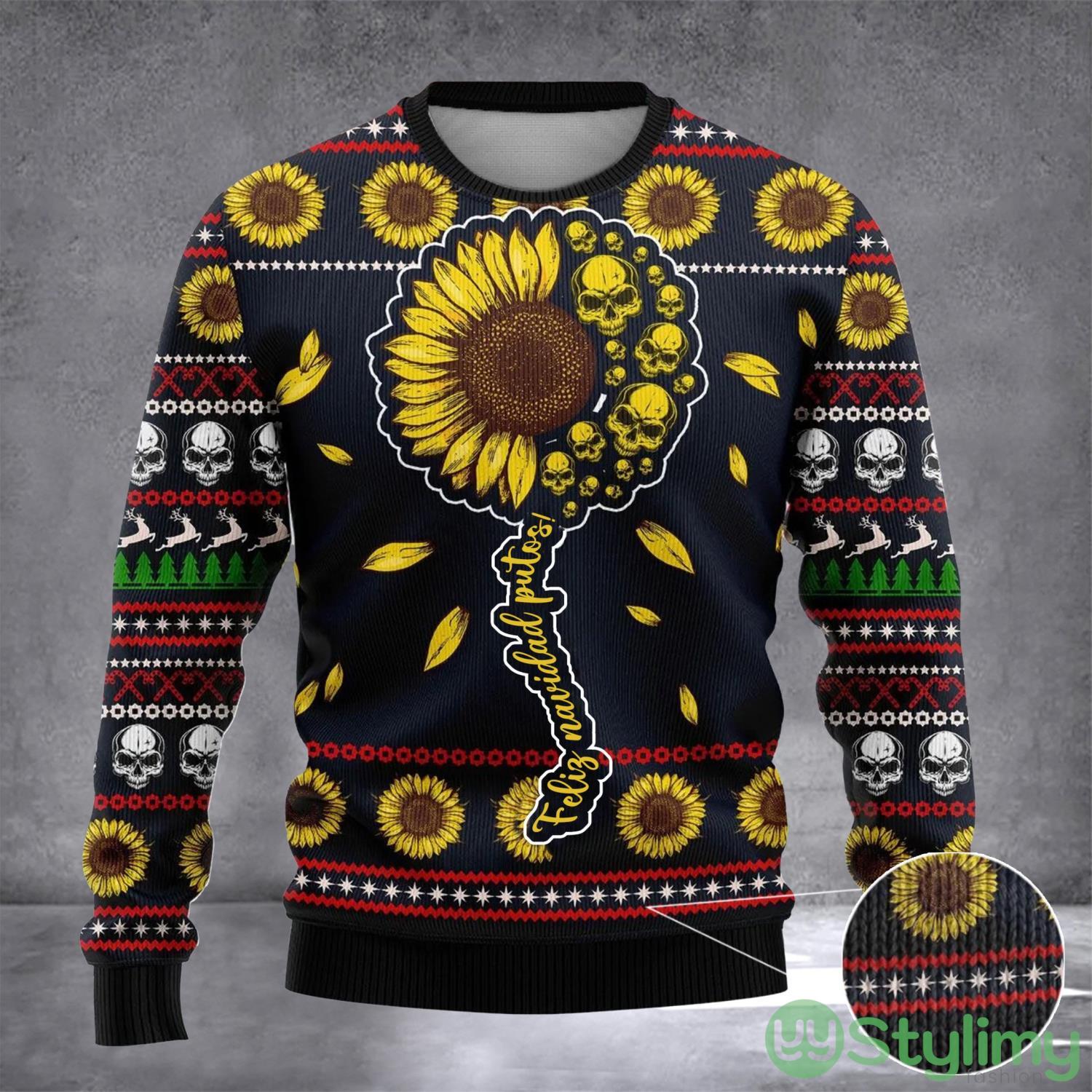 Skull Sunflower Navidad Putos 3D Ugly Christmas Sweater Sunflower Lover Navidad Putos Sweater 3 Skull Sunflower Navidad Putos 3D Ugly Christmas Sweater Sunflower Lover Navidad Putos Sweater Product Photo 1