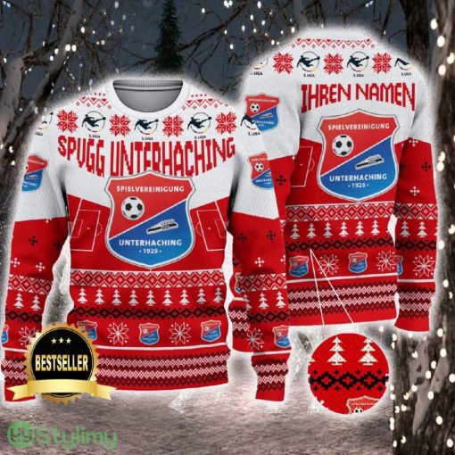 SpVgg Unterhaching Ugly Christmas Sweater Logo Custom Name Gift Fans