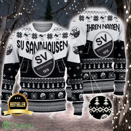 SV Sandhausen Ugly Christmas Sweater Logo Custom Name Gift Fans