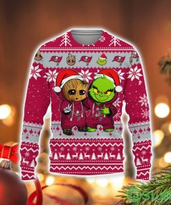Tampa Bay Buccaneers Baby Groot And Grinch Best Friends Football American Ugly Christmas Sweater Product Photo 1
