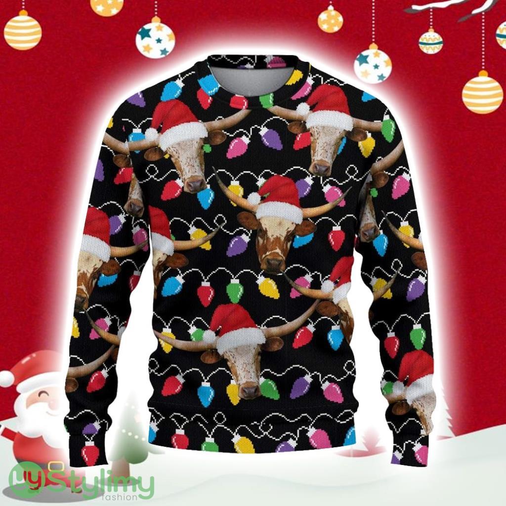 Texas Longhorn Black Ugly Christmas Sweater Gift Christmas 3 Texas Longhorn Black Ugly Christmas Sweater Gift Christmas Product Photo 1