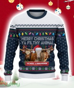 Texas Longhorn Blue Ugly Christmas Sweater Gift Christmas Product Photo 1