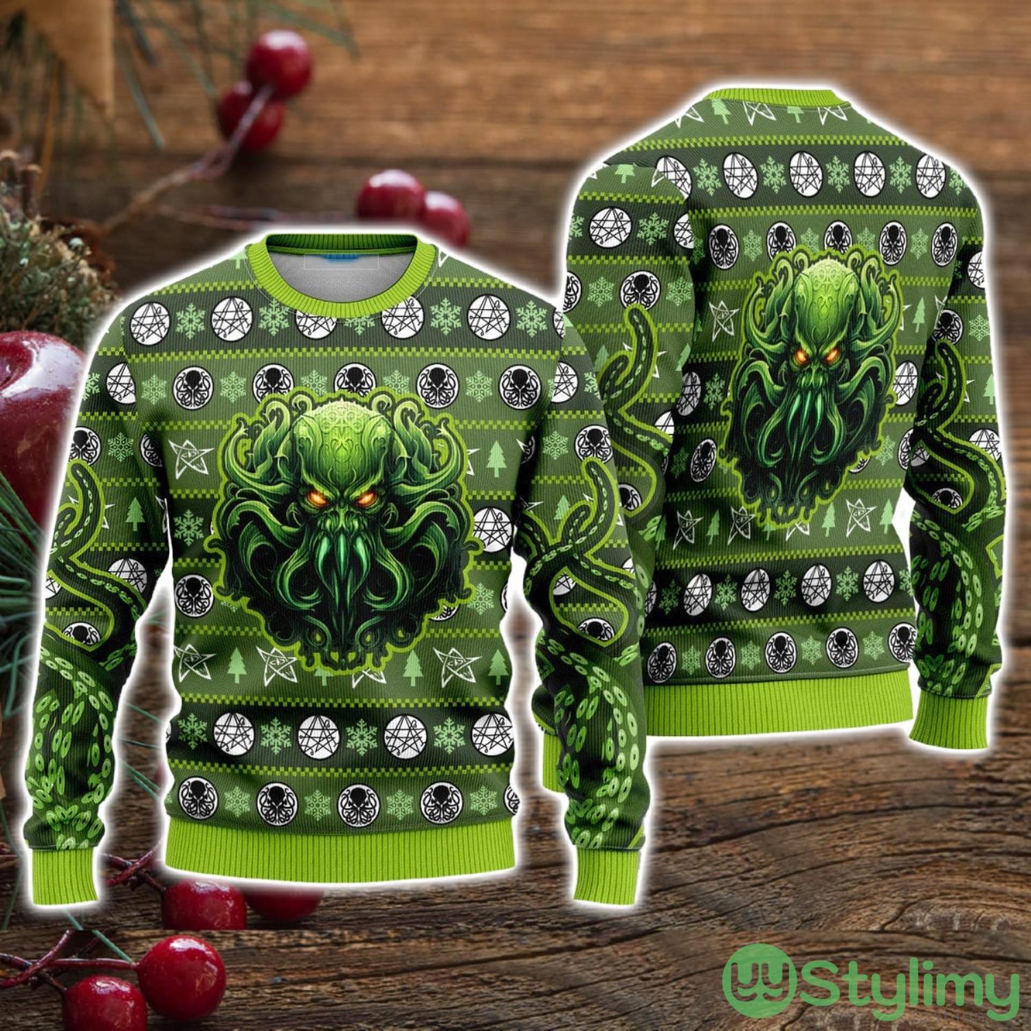 The Call Of Great Old One Green Octopus Ugly Christmas Sweater Christmas Holiday Gift For Men And Women 3 The Call Of Great Old One Green Octopus Ugly Christmas Sweater Christmas Holiday Gift For Men And Women Product Photo 1