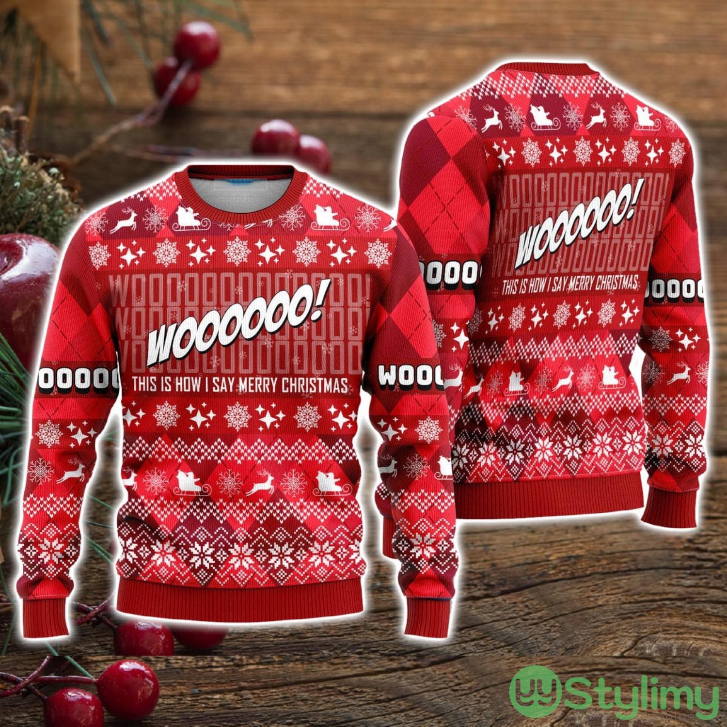 This Is How I Say Merry Christmas Red Ugly Christmas Sweater Christmas Holiday Gift For Men And Women 3 This Is How I Say Merry Christmas Red Ugly Christmas Sweater Christmas Holiday Gift For Men And Women Product Photo 1