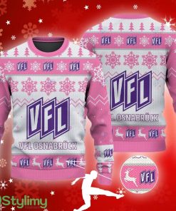 VfL Osnabruck Big Logo Ugly Snowflakes Reindeer Pink Sweater Gift For Christmas - VfL Osnabruck Big Logo Ugly Snowflakes Reindeer Pink Sweater Gift For Christmas
