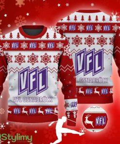 VfL Osnabruck Big Logo Ugly Snowflakes Reindeer Red Sweater Gift For Fans - VfL Osnabruck Big Logo Ugly Snowflakes Reindeer Red Sweater Gift For Fans