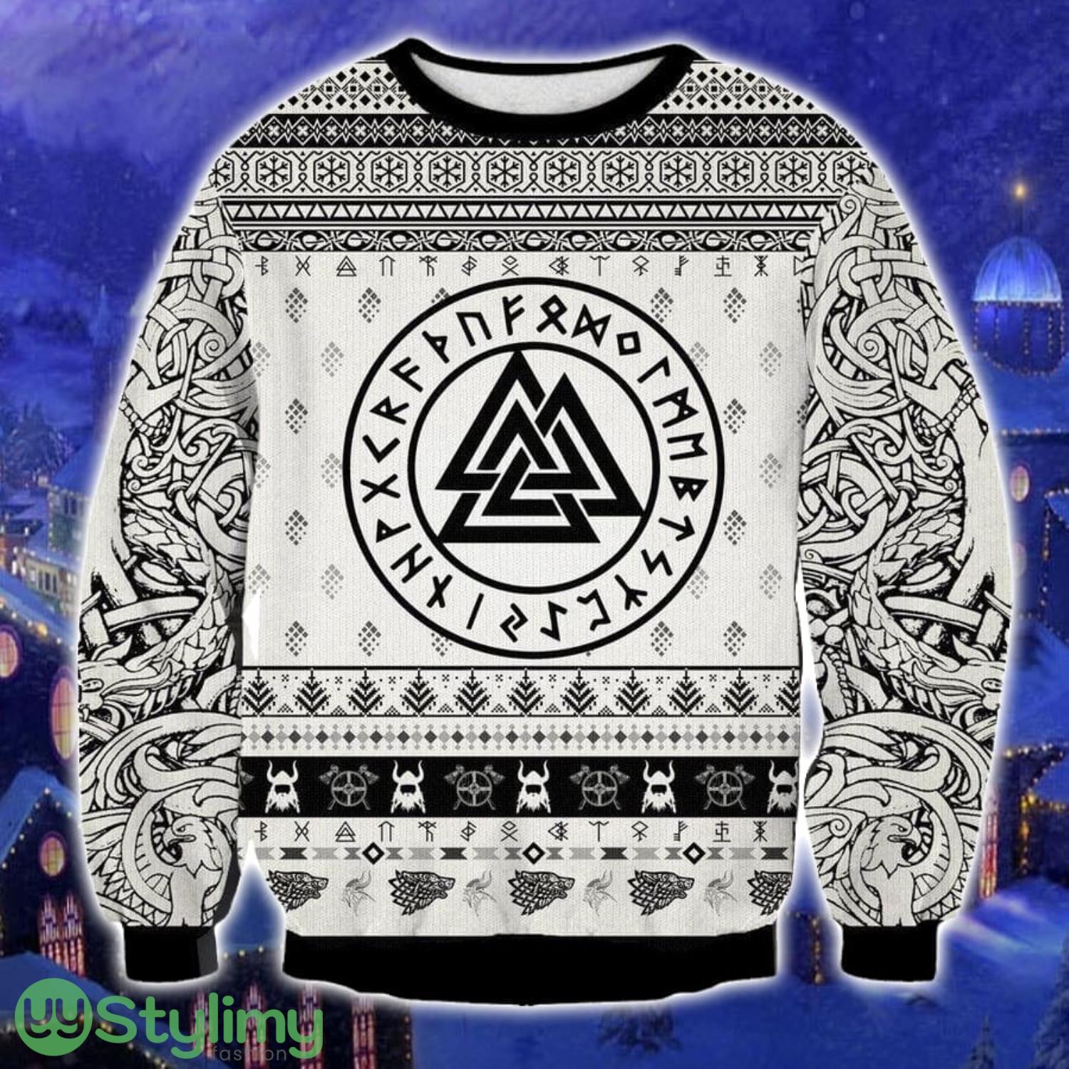 Viking Black and White 3D Ugly Christmas Sweater Christmas Gift 3 Viking Black and White 3D Ugly Christmas Sweater Christmas Gift Product Photo 1