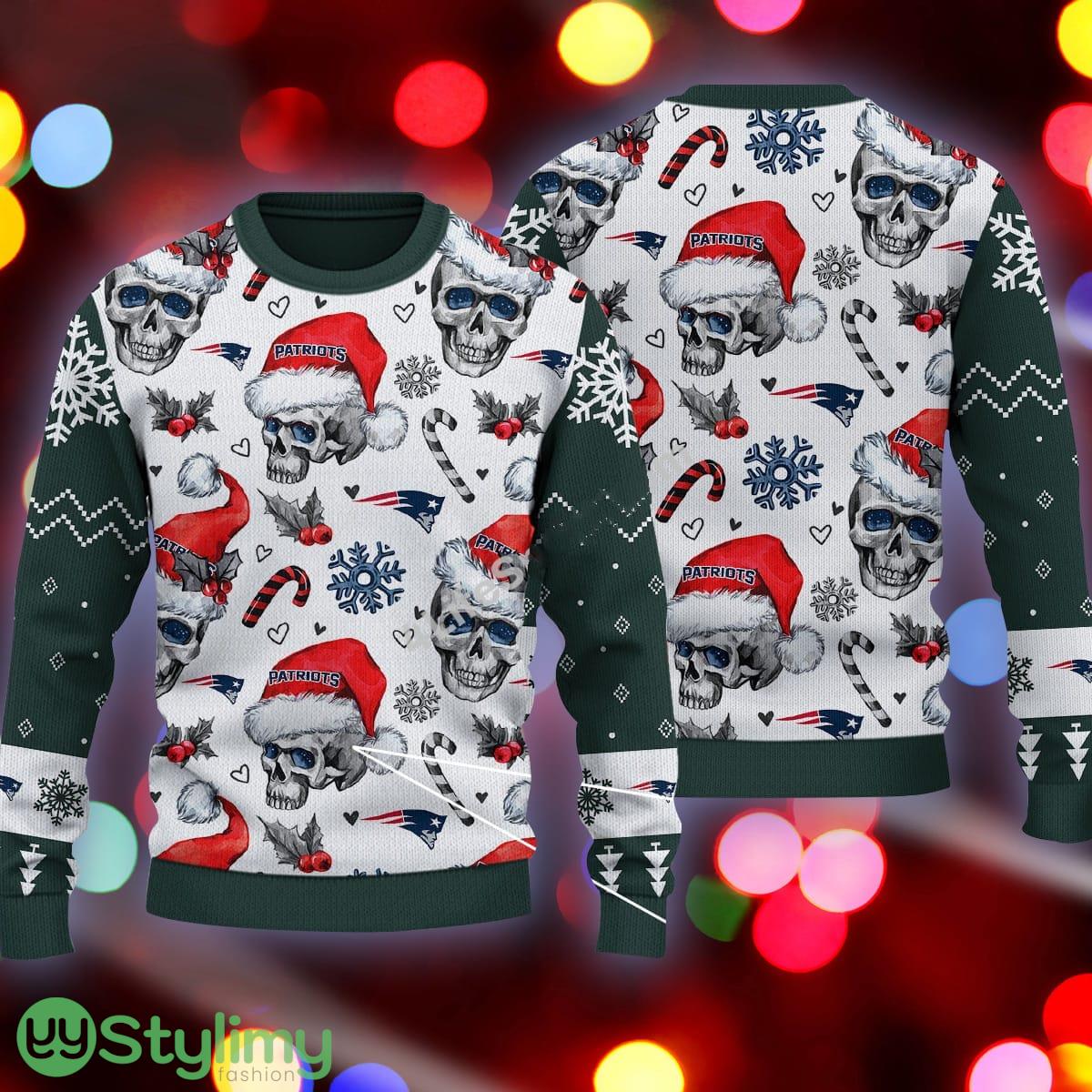 Xmas New England Patriots Skull Candy Cane Green Knitted Sweater 3 Xmas New England Patriots Skull Candy Cane Green Knitted Sweater - Xmas New England Patriots Skull Pattern Candy Cane Green Knitted Sweater