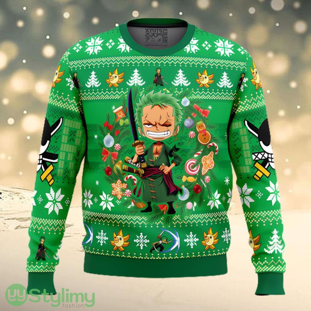 Zoro One Piece Ugly Christmas Sweater 2 Zoro One Piece Ugly Christmas Sweater Product Photo 1