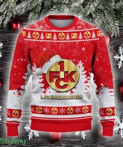 1 FC Kaiserslautern Ugly Christmas Sweater Santa Hat Logo Trending Christmas Gift For Fans - 1 FC Kaiserslautern Ugly Christmas Sweater_2